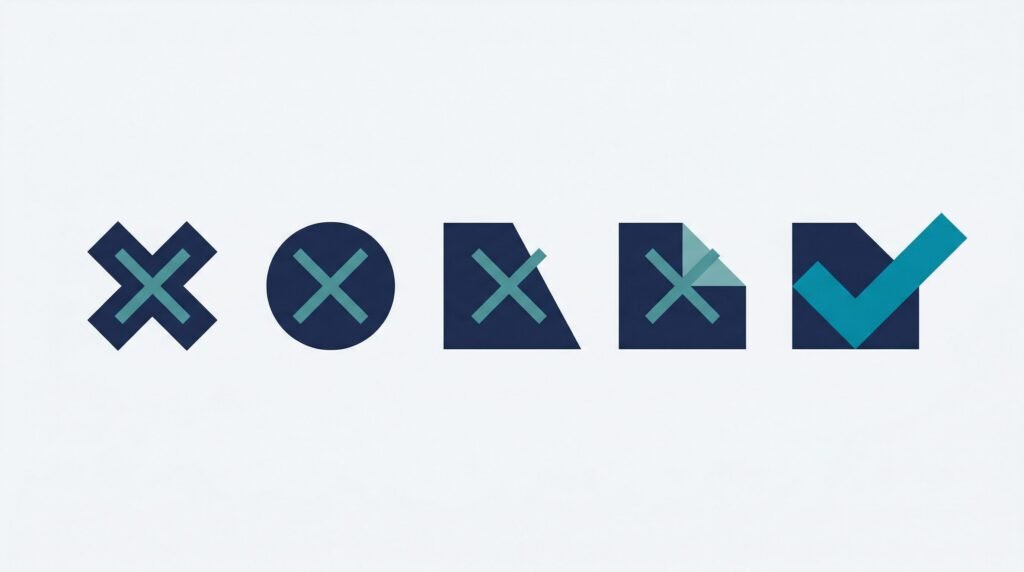 Salesforce hiring mistakes illustration showing five common errors with corrections for hiring managers