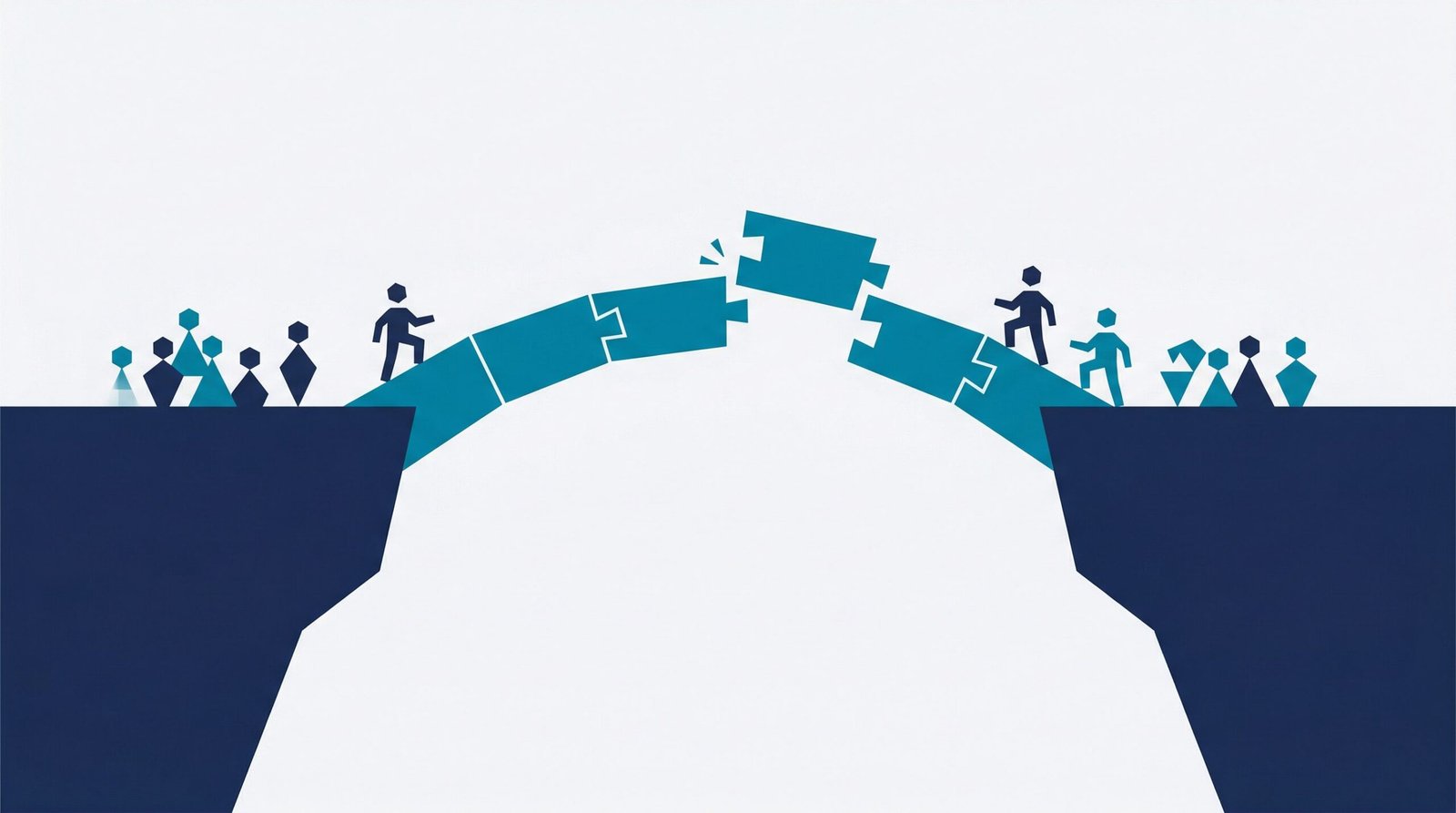 Salesforce talent gap bridge illustration showing strategies for closing the skills shortage with upskilling hiring and hybrid staffing